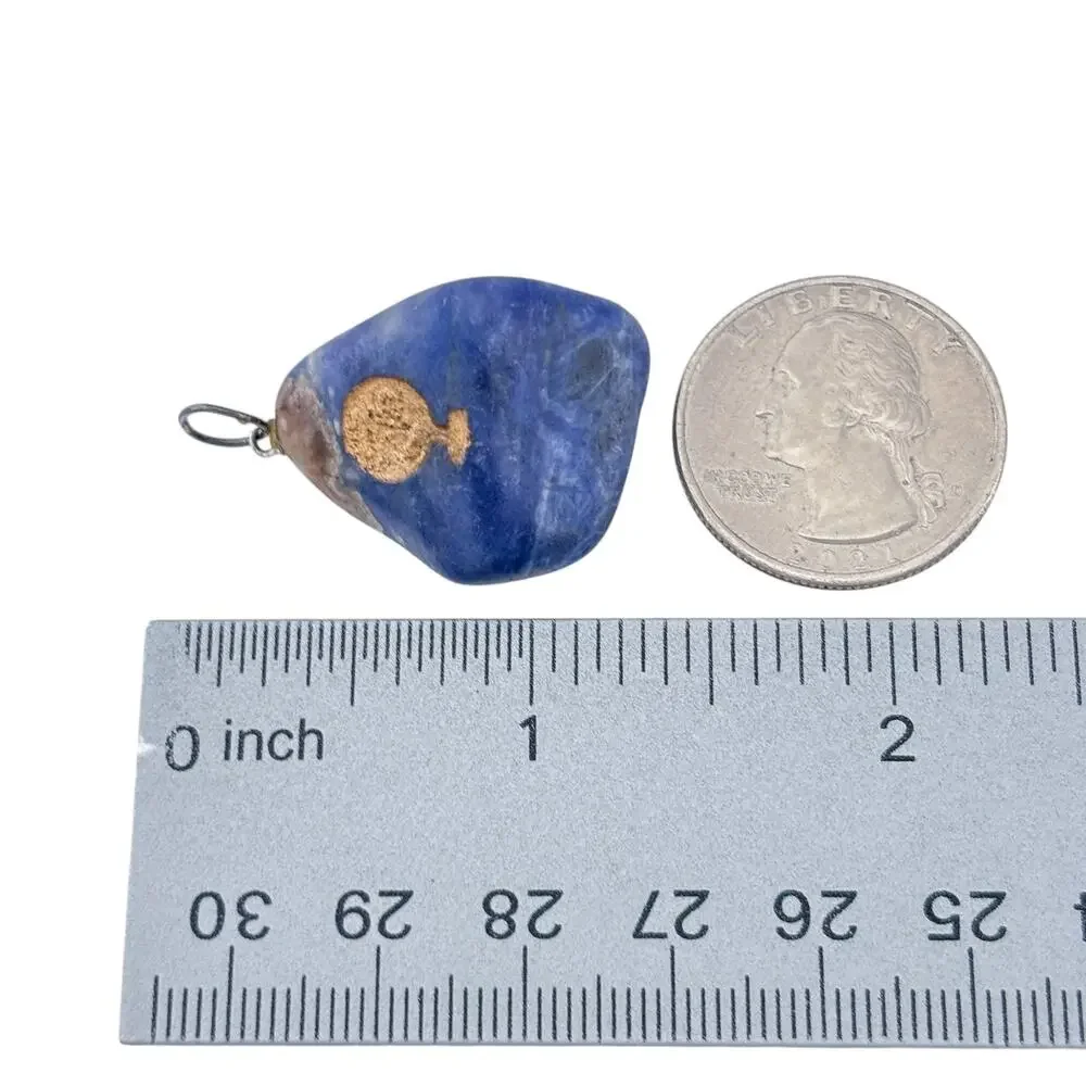 Vintage Silver-Tone Sodalite Tree Symbol Pendant